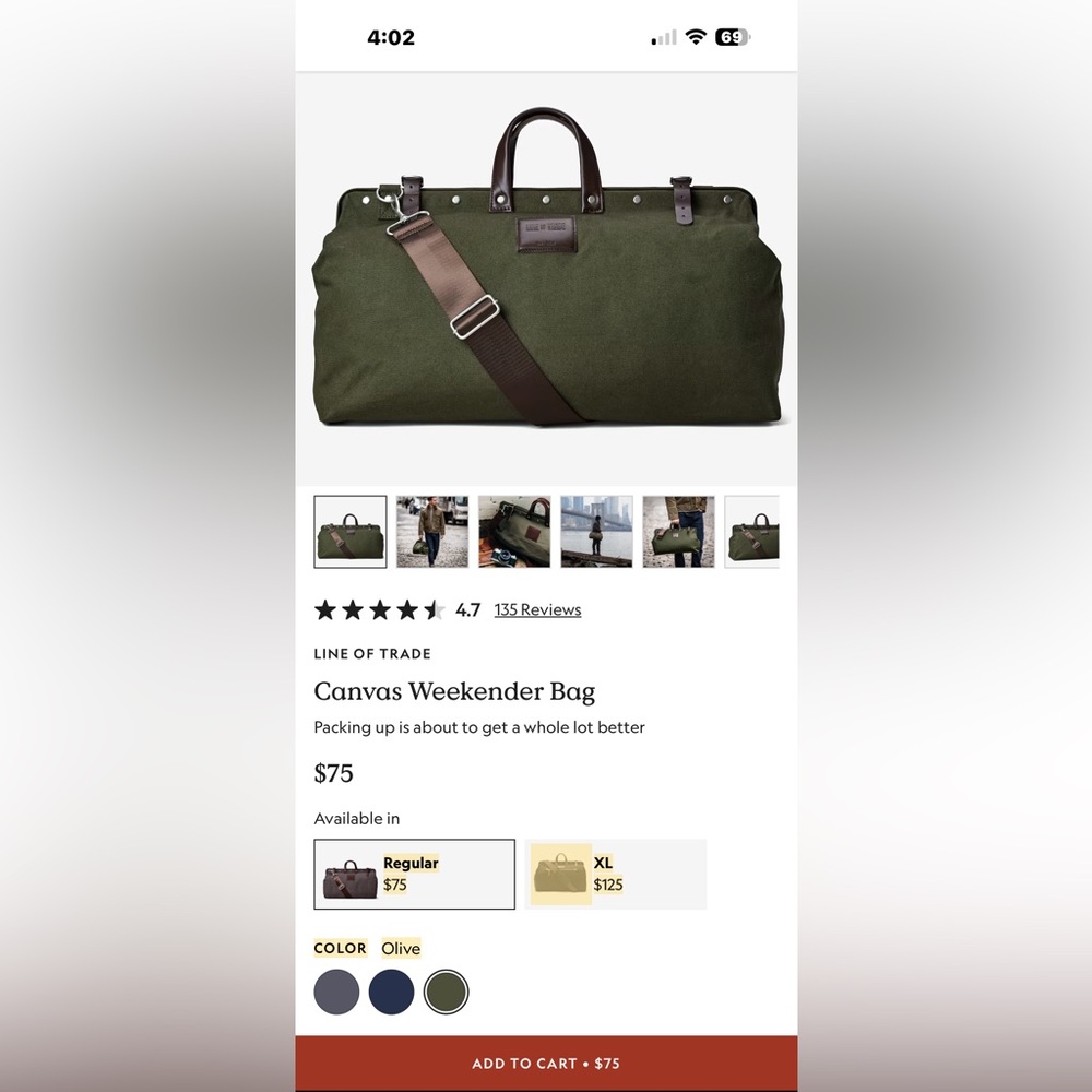 Line of Trade Olive Canvas Weekender Bag